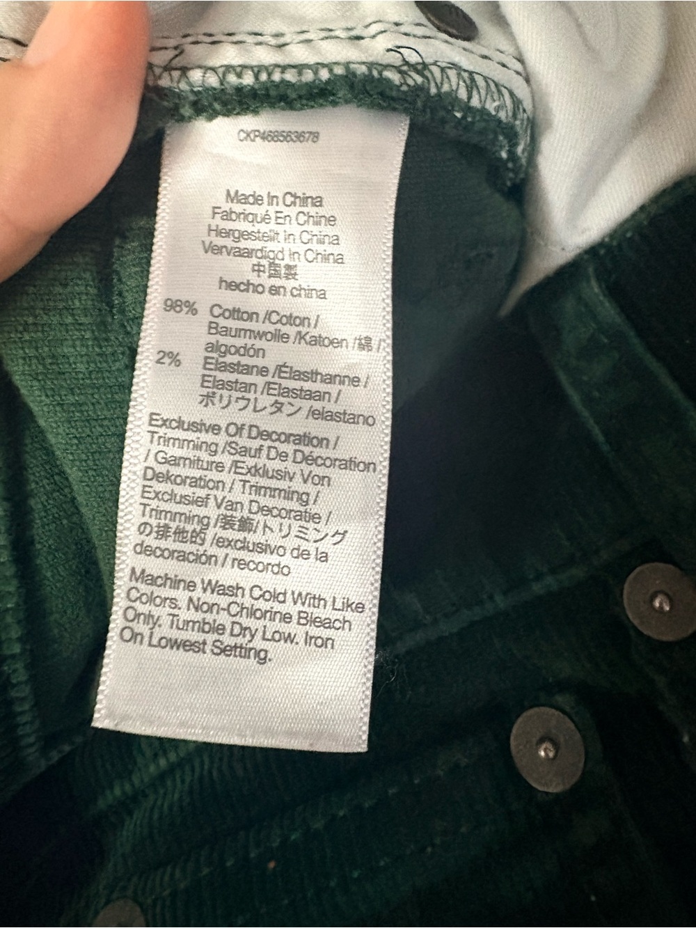 Madewell Perfect Vintage Wide Leg Corduroy Dark Green size 26 #1237 - Picture 8 of 8